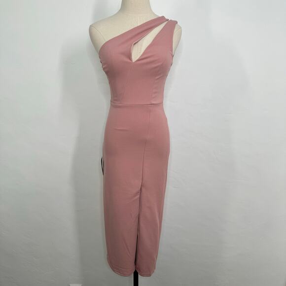 NWT Lulu's Cocktail Club Dress Mauve One Shoulder Midi Party Cocktail Size XS - Picture 2 of 15